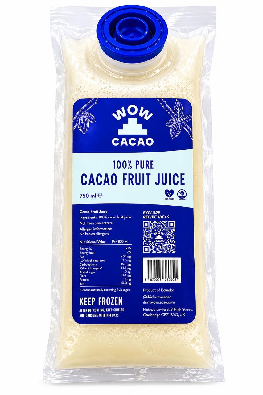 Wow Cacao frozen cacao fruit juice 750ml, pack format